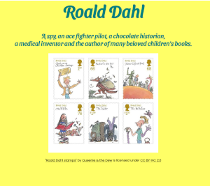Screenshot from a web page about Roald Dahl